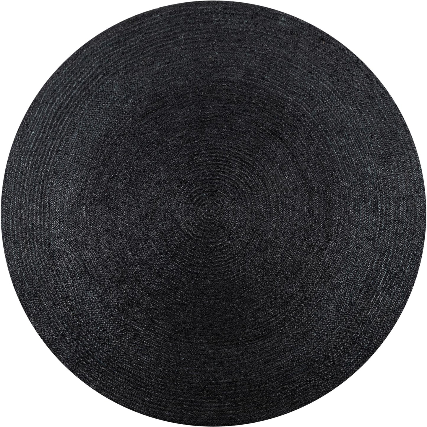 Round black rug on a white background