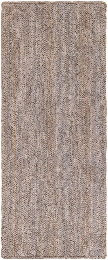Runner Gray rug with a textured pattern on a plain background
