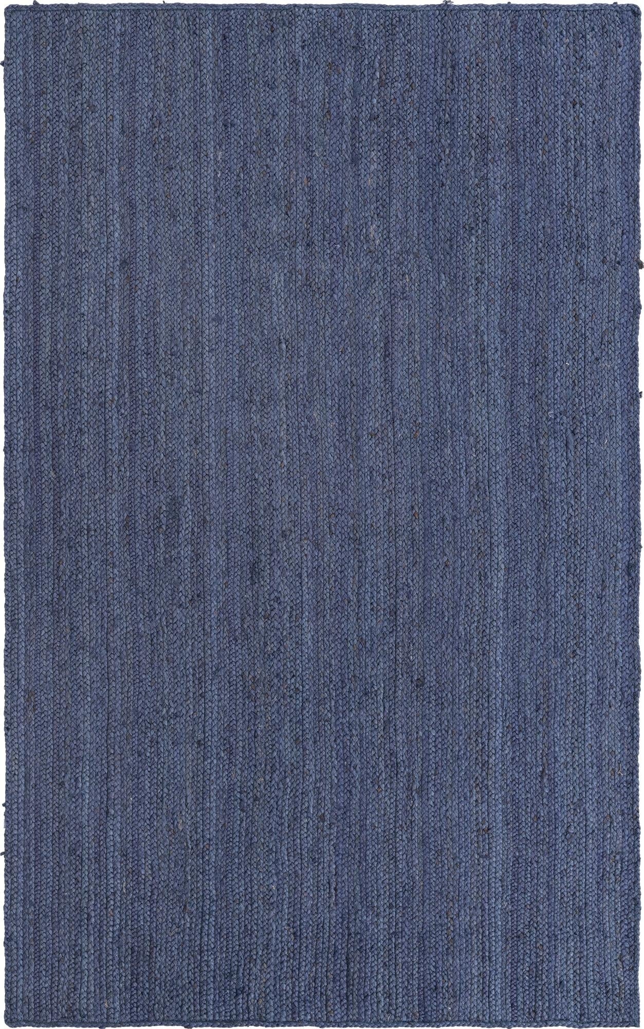 Blue textured rug on a plain background