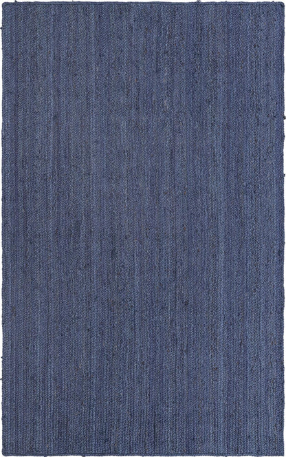 Blue textured rug on a plain background