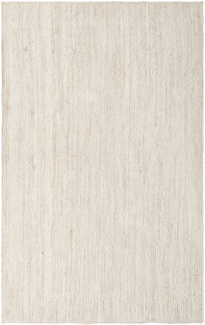 White area rug with a subtle pattern on a white background