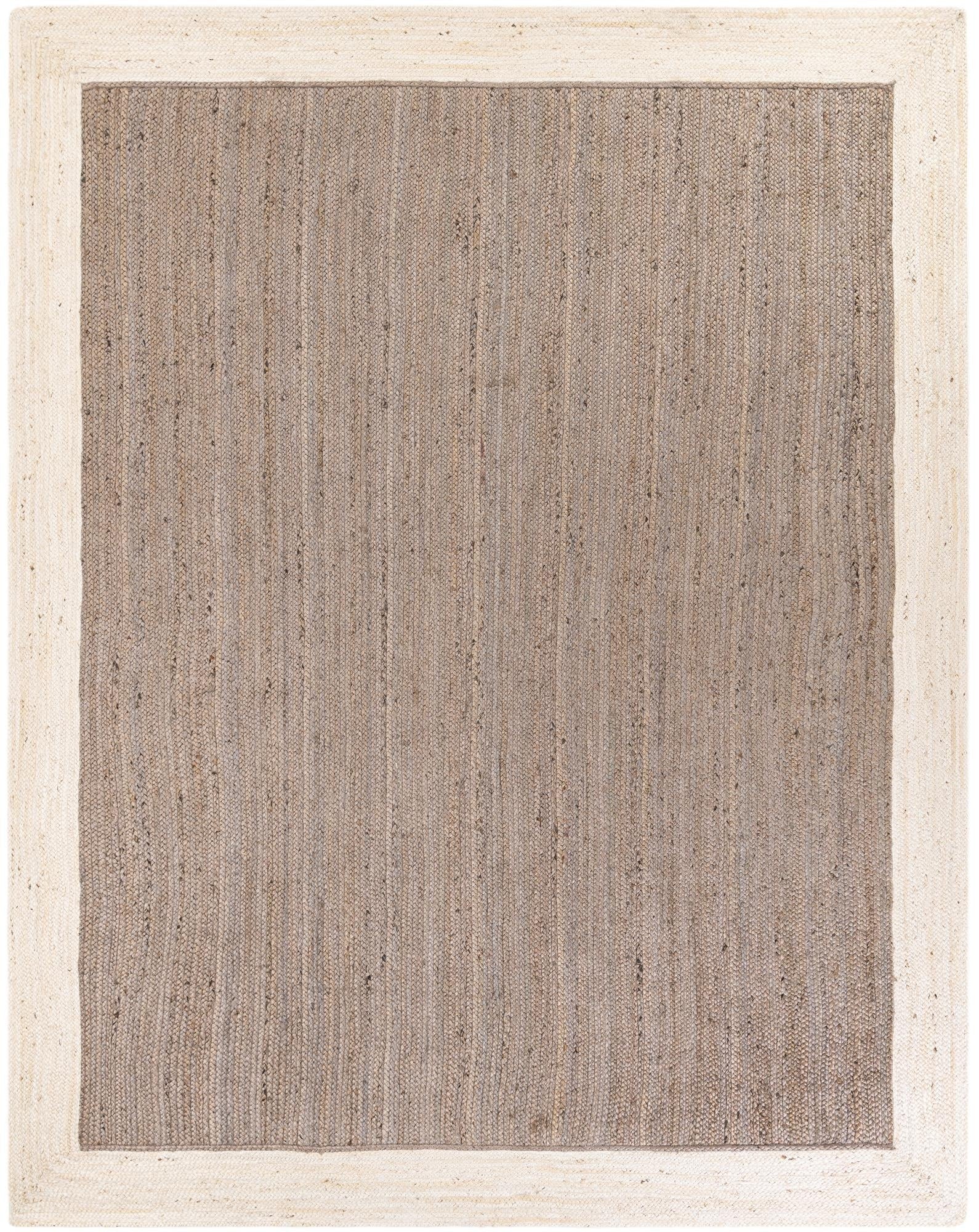 Textured area rug with a neutral color palette on a white background