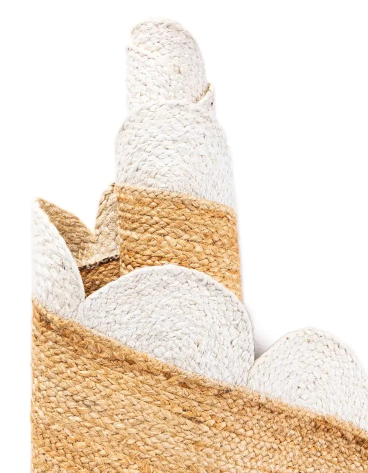 Textured white and beige product on a white background