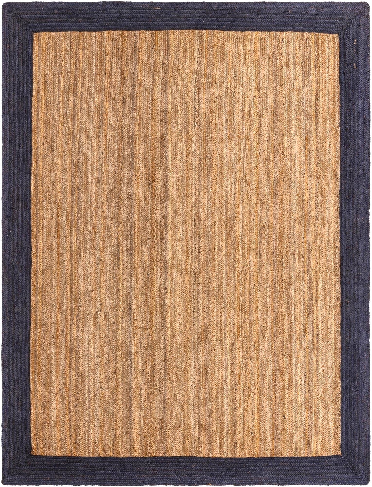 NATURAL RUG WITH NAVY BORDER