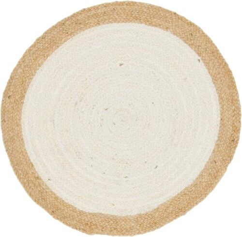 Round rug with natural border on a white background
