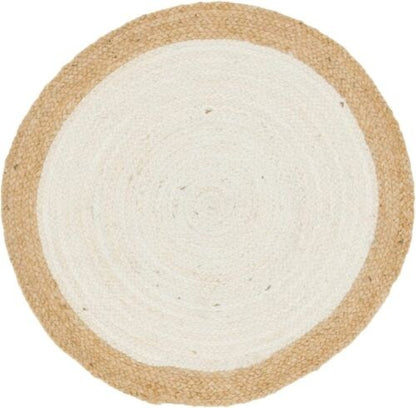 Round rug with natural border on a white background