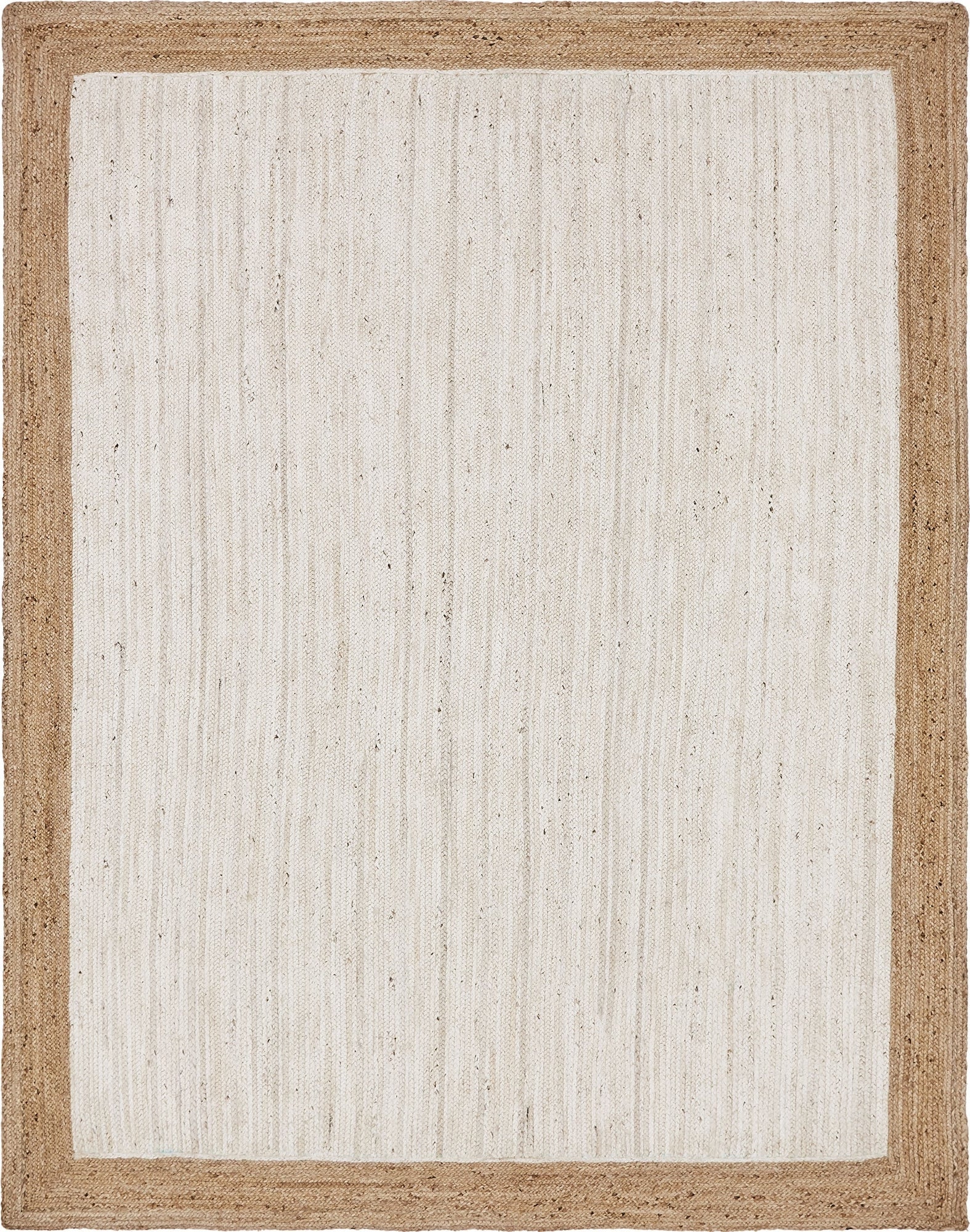 Beige area rug with a natural border