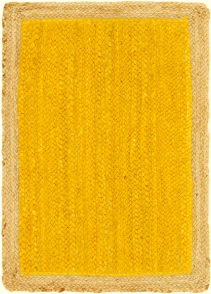 Yellow rug with a natural border