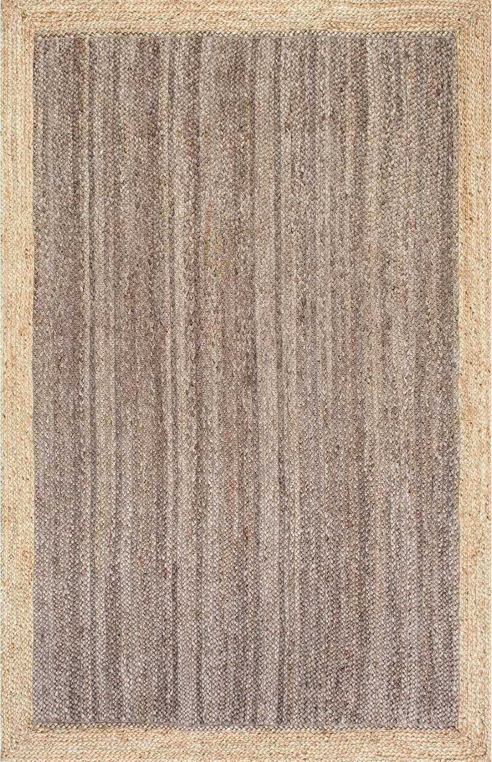 Textured area rug with a striped pattern in neutral colors