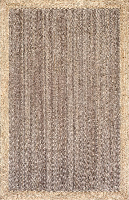 Textured area rug with a striped pattern in neutral colors